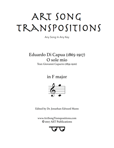 DI CAPUA: O sole mio (transposed to F major)