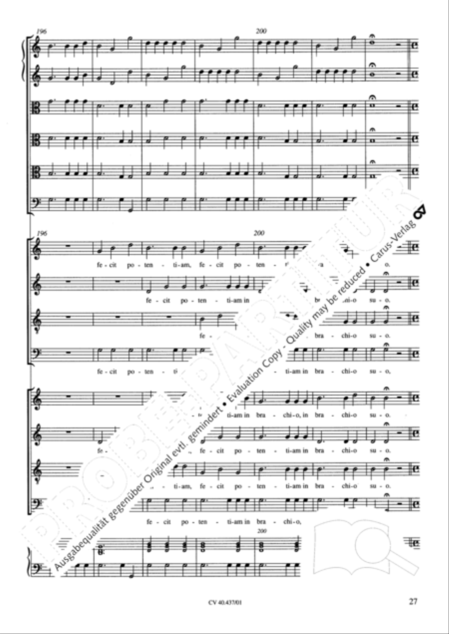 Magnificat a 8 voci con 6 vel 10 istromenti 4-Part scores gallery preview page 23