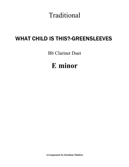What Child Is This? (Greensleeves) Bb Clarinet Duet-Score and Parts image number null