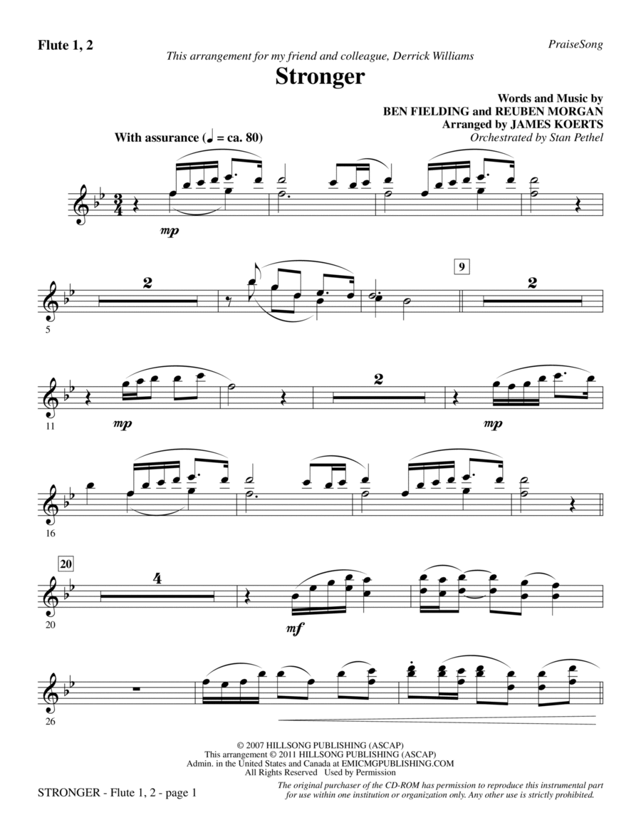 Stronger - Flute 1 & 2 Choir scores gallery preview page 1