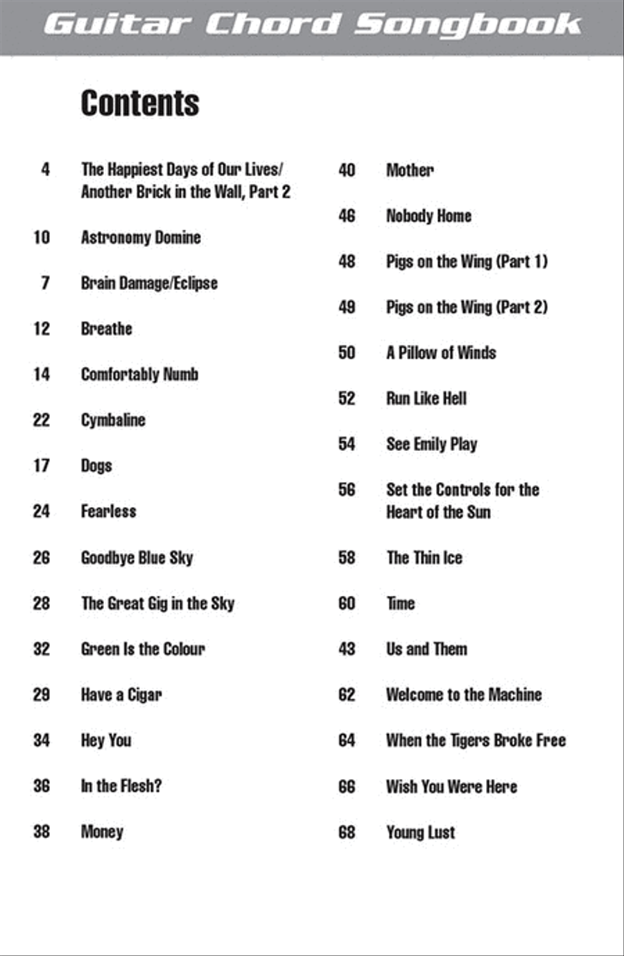 Pink Floyd – Guitar Chord Songbook Guitar scores gallery preview page 3