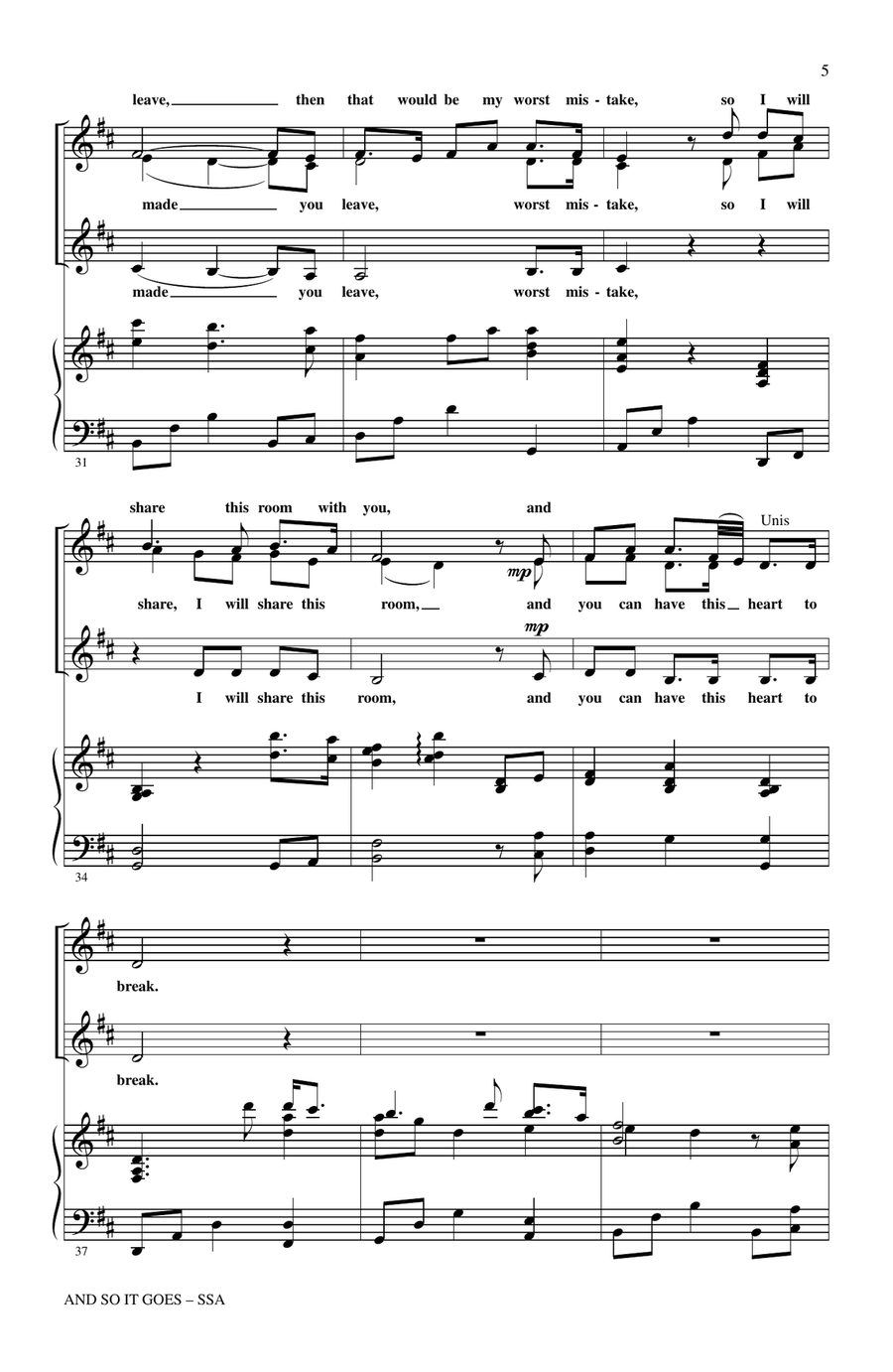 And So It Goes (arr. Audrey Snyder) SSA scores gallery preview page 4