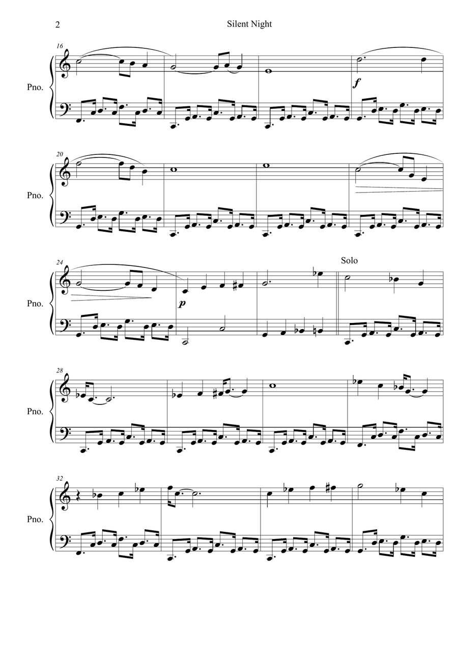 Silent Night - Blues Shuffle for Piano Easy Piano scores gallery preview page 2