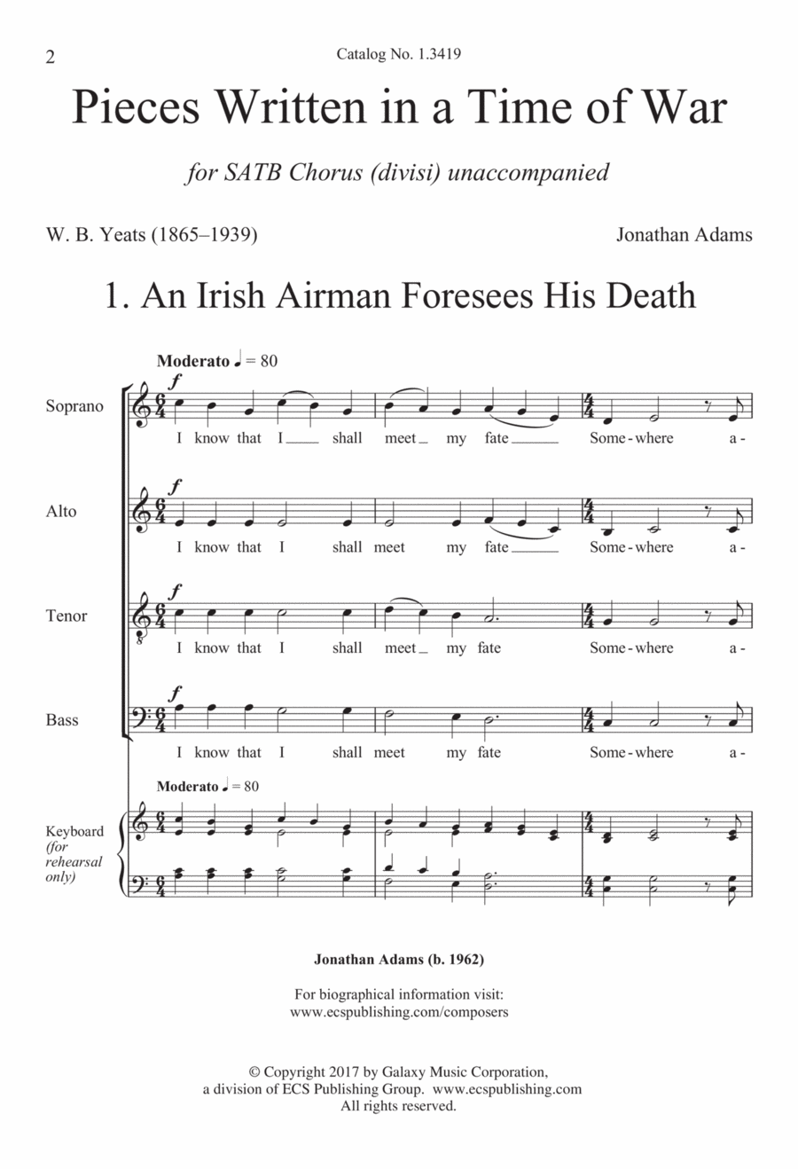 Pieces Written in a Time of War Divisi scores gallery preview page 1