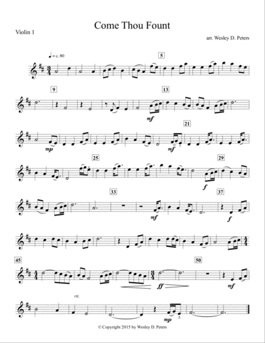Come Thou Fount of Every Blessing (String Quartet) String Quartet scores gallery preview page 2