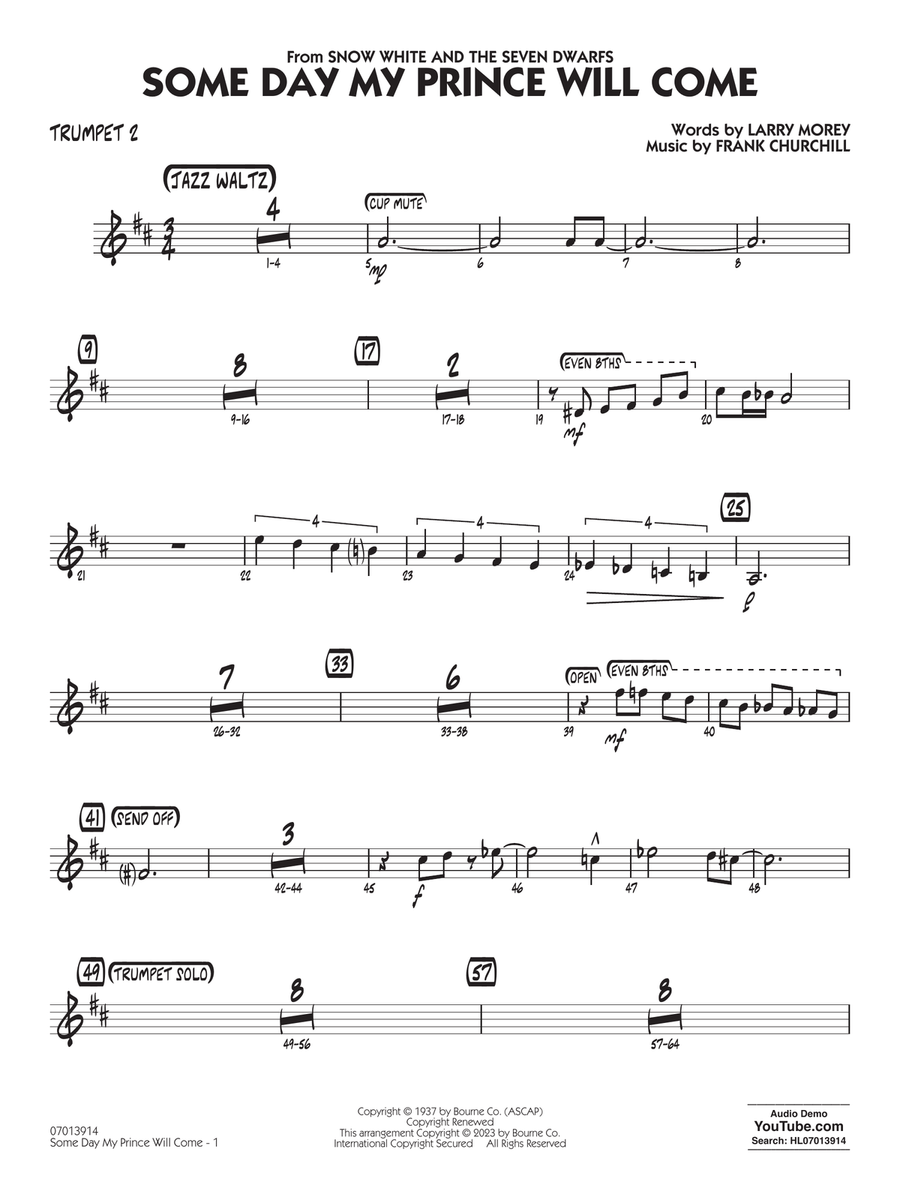 Some Day My Prince Will Come (arr. Chuck Israels) - Trumpet 2