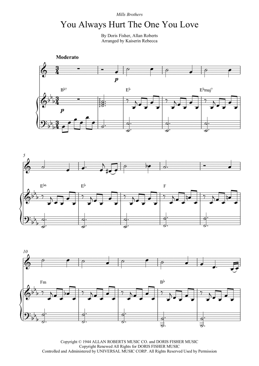 You Always Hurt The One You Love Alto Saxophone scores gallery preview page 1