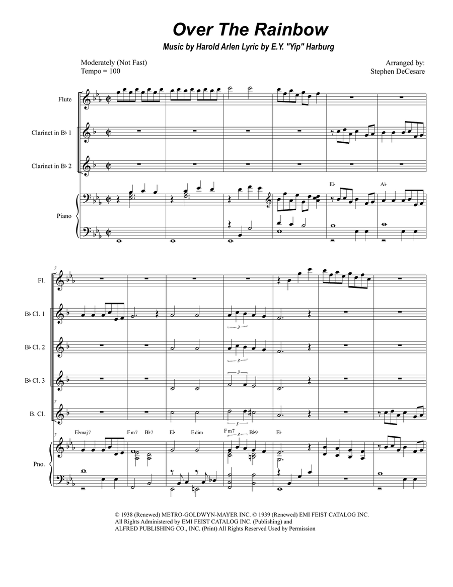 Over The Rainbow (from The Wizard Of Oz) Woodwind Quartet scores gallery preview page 1