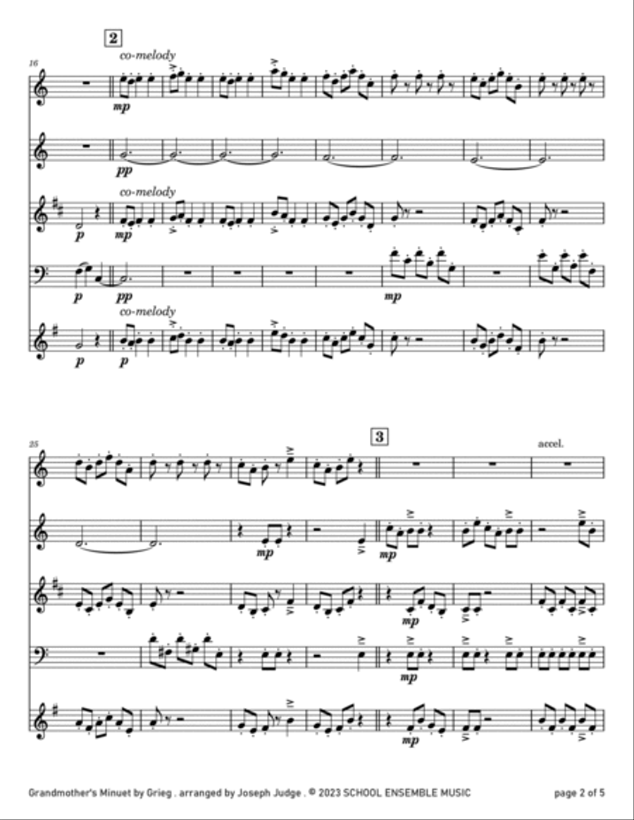 Grandmother's Minuet by Grieg for Woodwind Quartet in Schools Woodwind Quartet scores gallery preview page 2