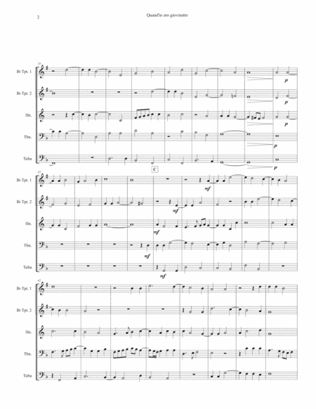 "Quand'io ero giovinetto" for Brass Quintet - Giovanni Gabrieli image number null