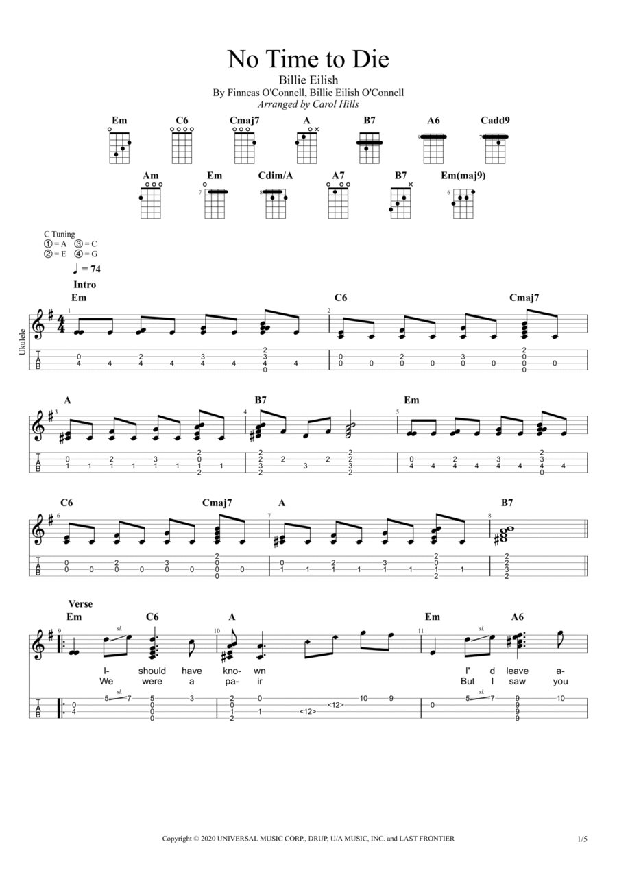 No Time To Die Ukulele scores gallery preview page 1