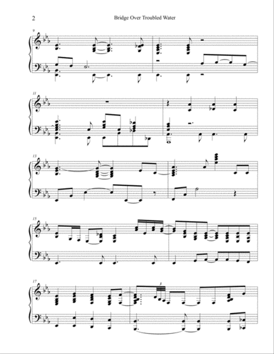 Bridge Over Troubled Water Piano Solo scores gallery preview page 2