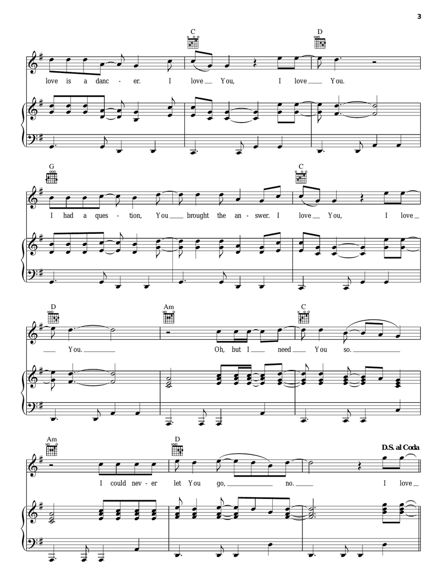I Love You Piano, Vocal, Guitar scores gallery preview page 3