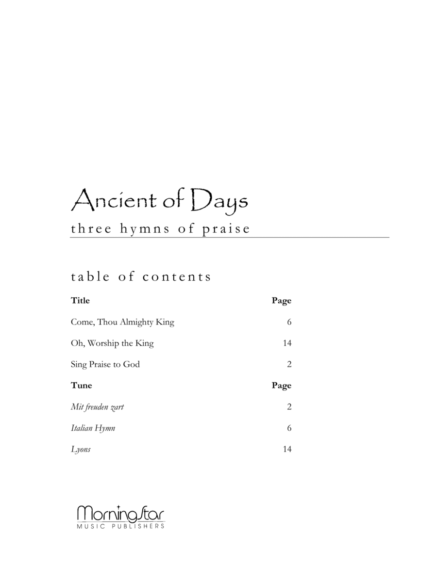 Ancient of Days: Three Hymns of Praise Organ scores gallery preview page 1