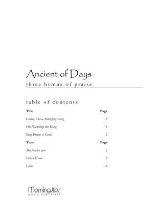 Book cover for Ancient of Days: Three Hymns of Praise