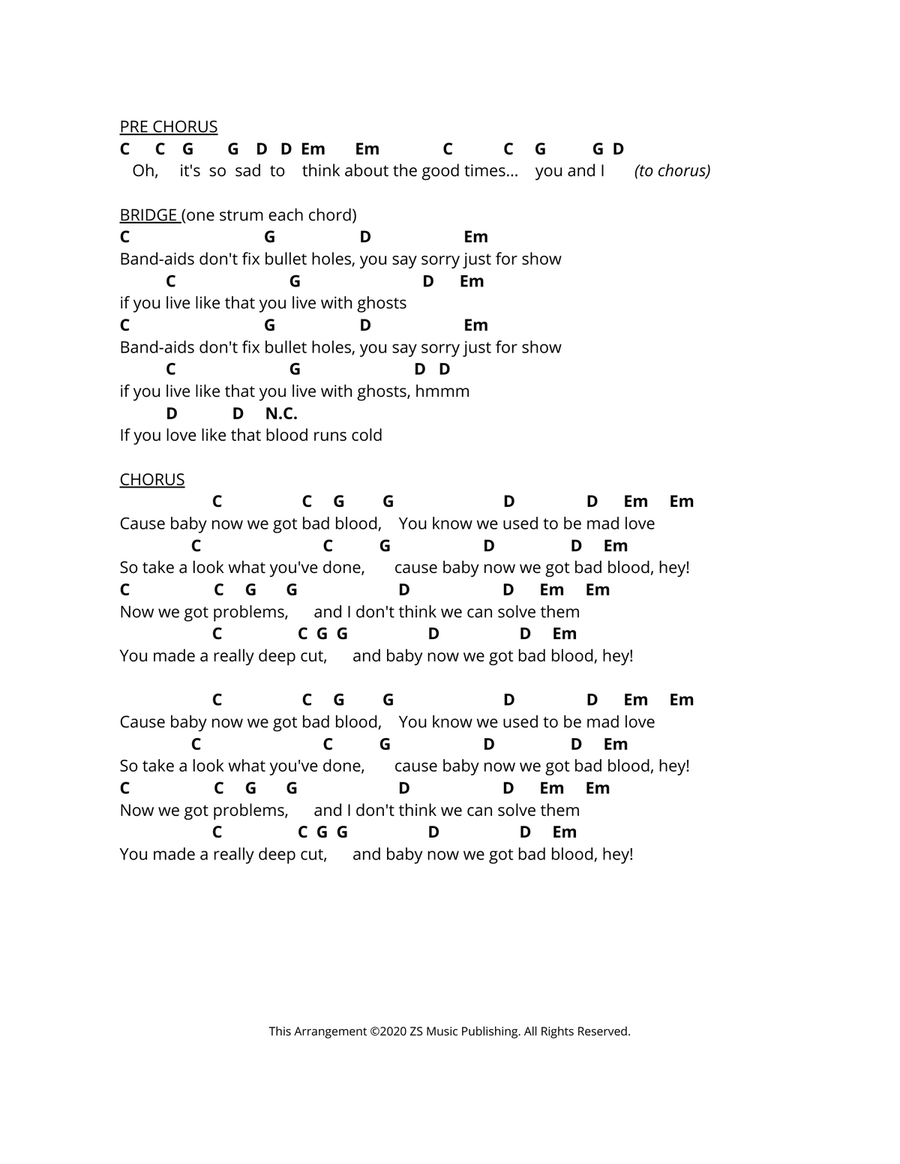 Bad Blood Piano scores gallery preview page 3