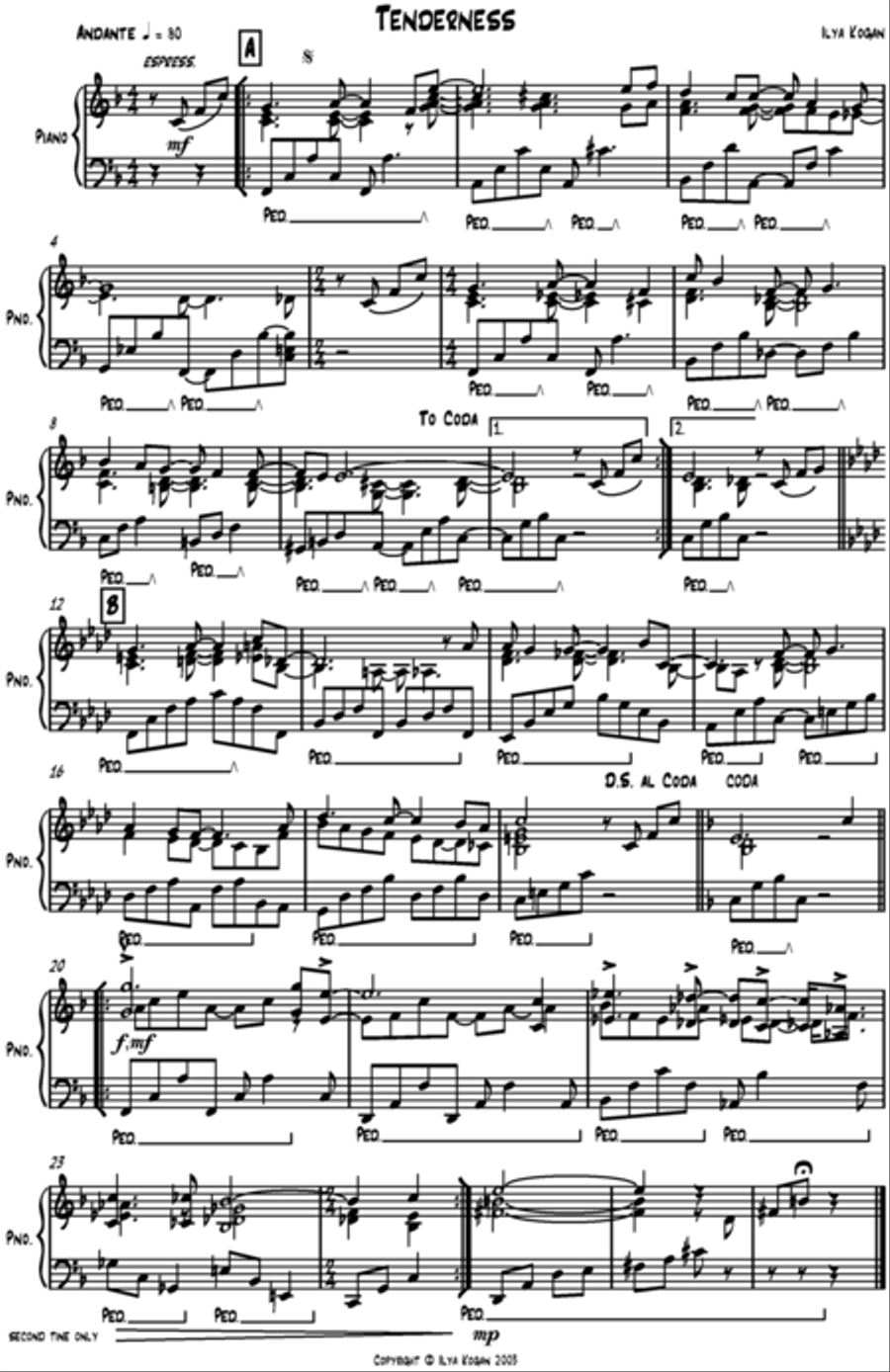 Tenderness Tenderness Piano Solo scores gallery preview page 1