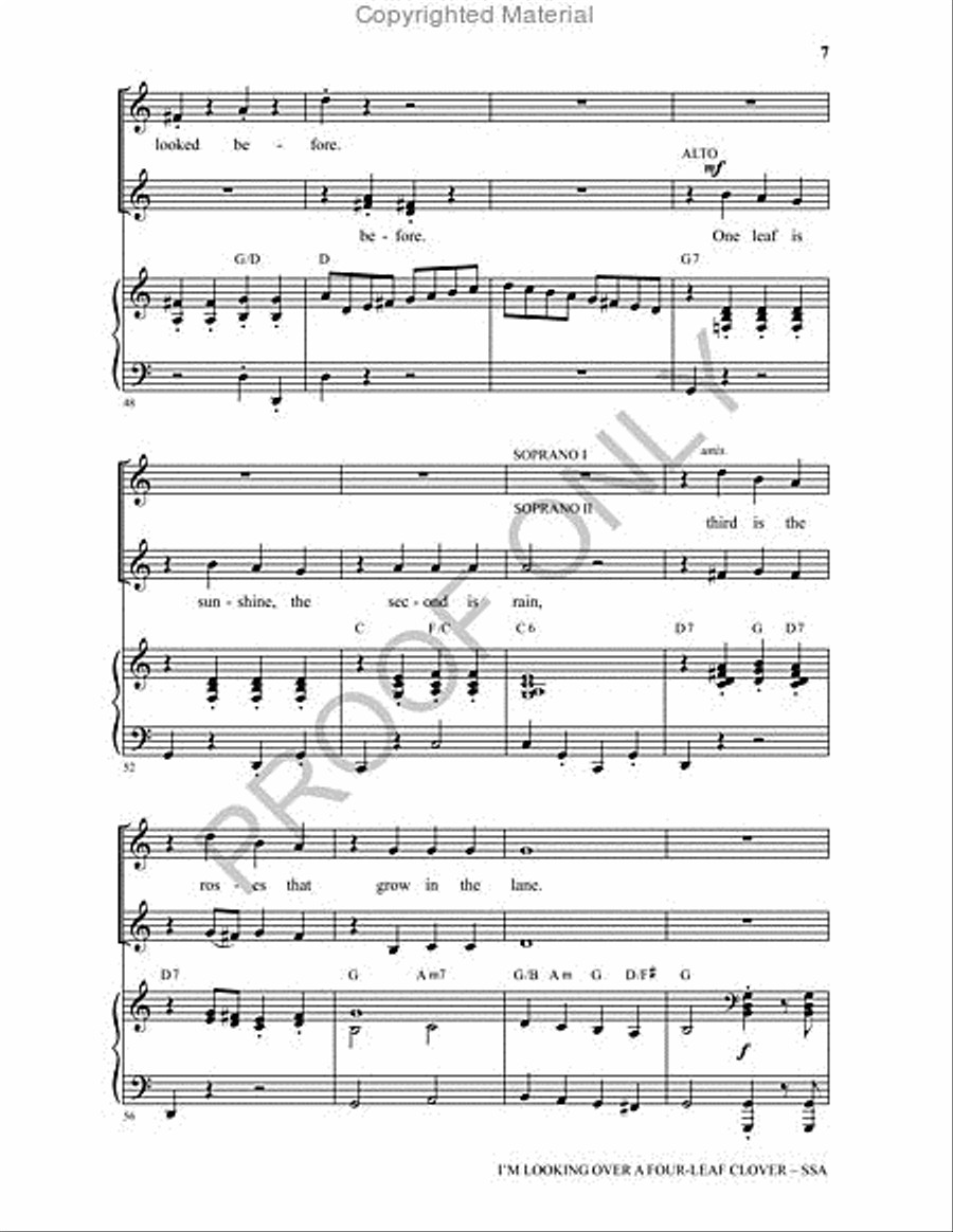 I'm Looking Over a Four Leaf Clover SSA scores gallery preview page 6