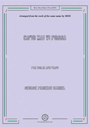 Book cover for Handel-Ch'io mai vi possa,for Violin and Piano