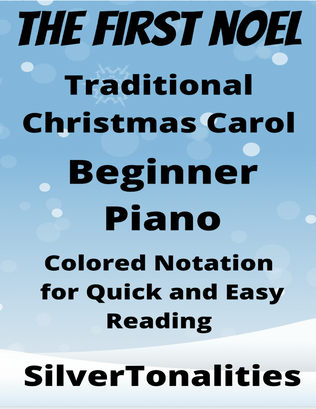 First Noel Beginner Piano Sheet Music with Colored Notation