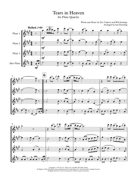 Tears In Heaven (for Flute Quartet) image number null