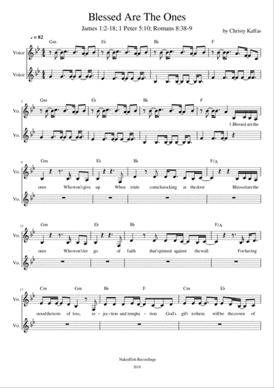 Blessed are the Ones - alto/baritone vocal duet (lead sheet) image number null