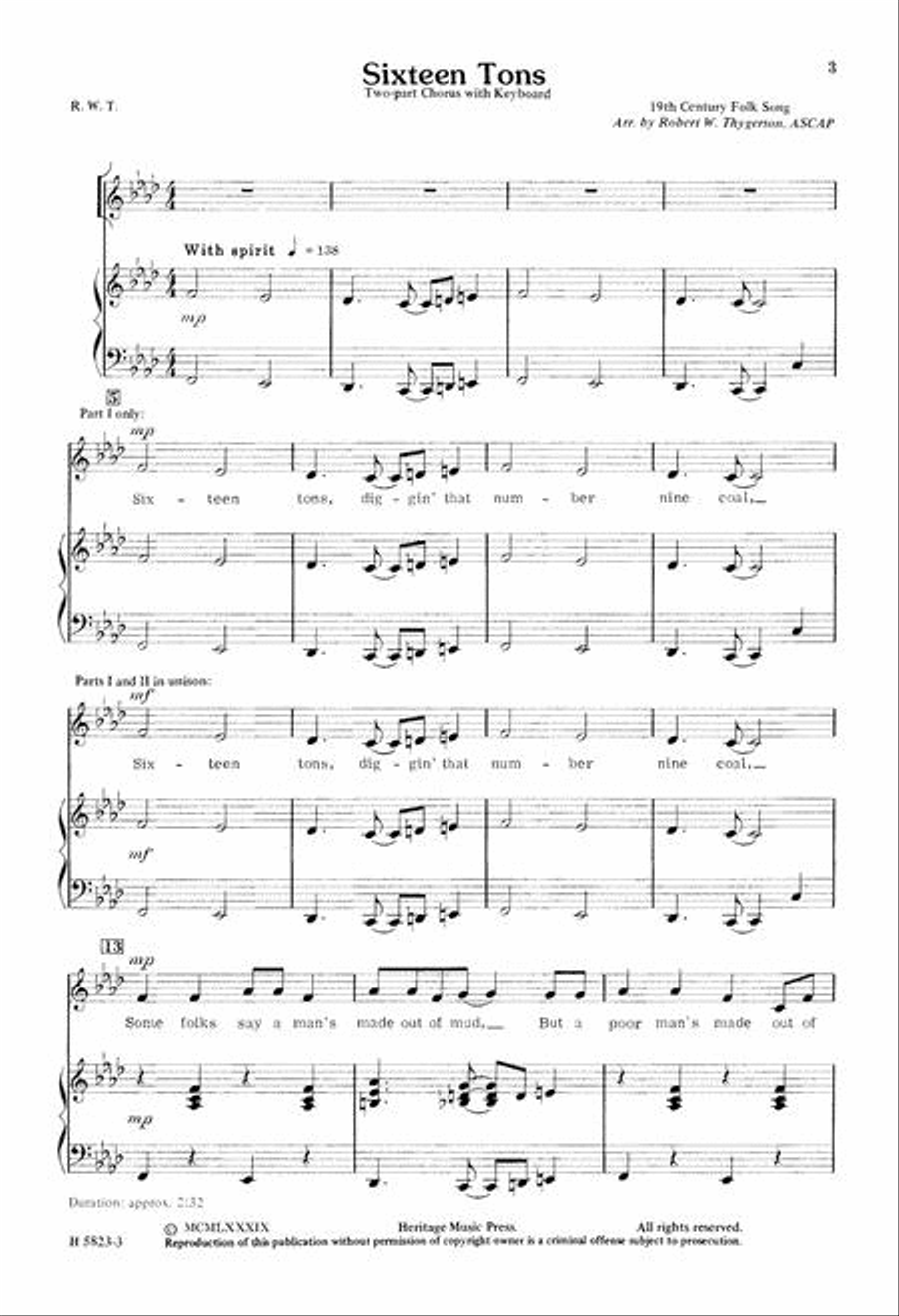 Sixteen Tons 2-Part scores gallery preview page 3