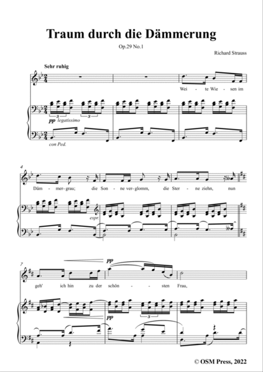 Richard Strauss-Traum durch die Dämmerung,in B flat Major Voice scores gallery preview page 3