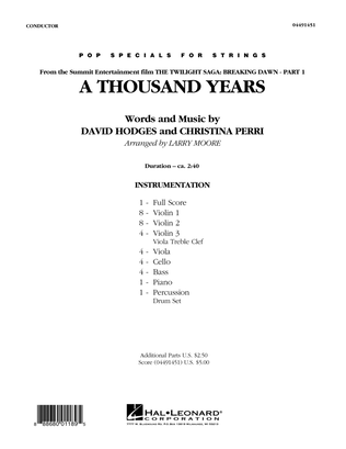 A Thousand Years - Conductor Score (Full Score)