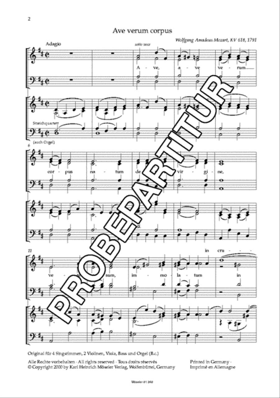 Ave verum corpus KV 618 4-Part scores gallery preview page 3