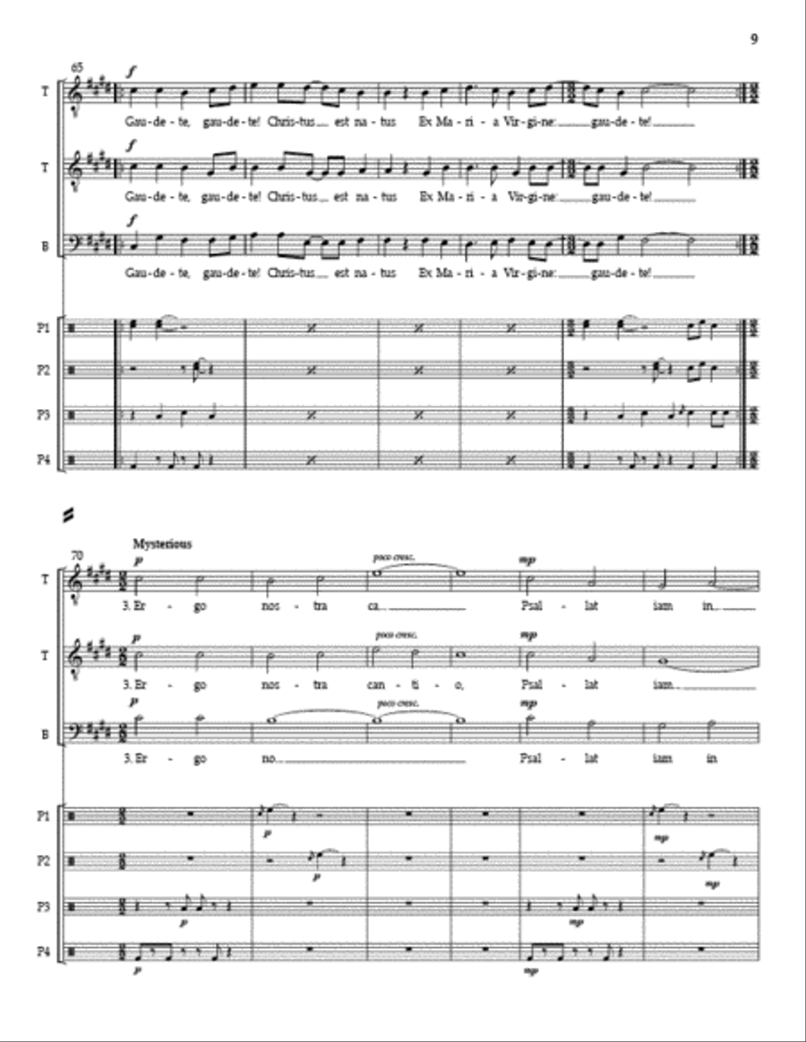 Gaudete! TTBB (Full Score and Percussion Parts) TTBB scores gallery preview page 8
