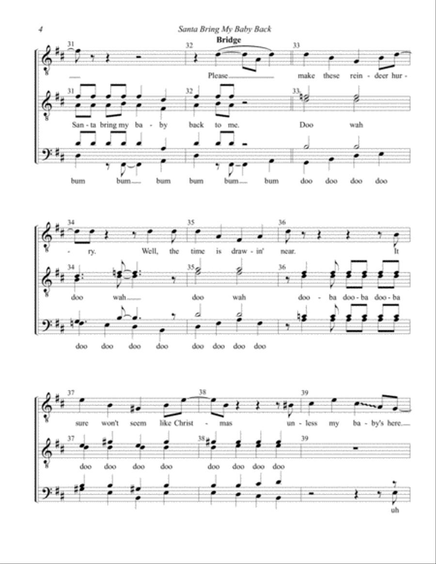 Santa, Bring My Baby Back (to Me) TTBB scores gallery preview page 4