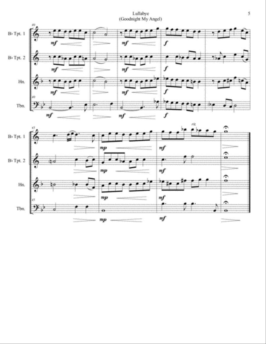Lullabye (Goodnight, My Angel) Brass Ensemble scores gallery preview page 5