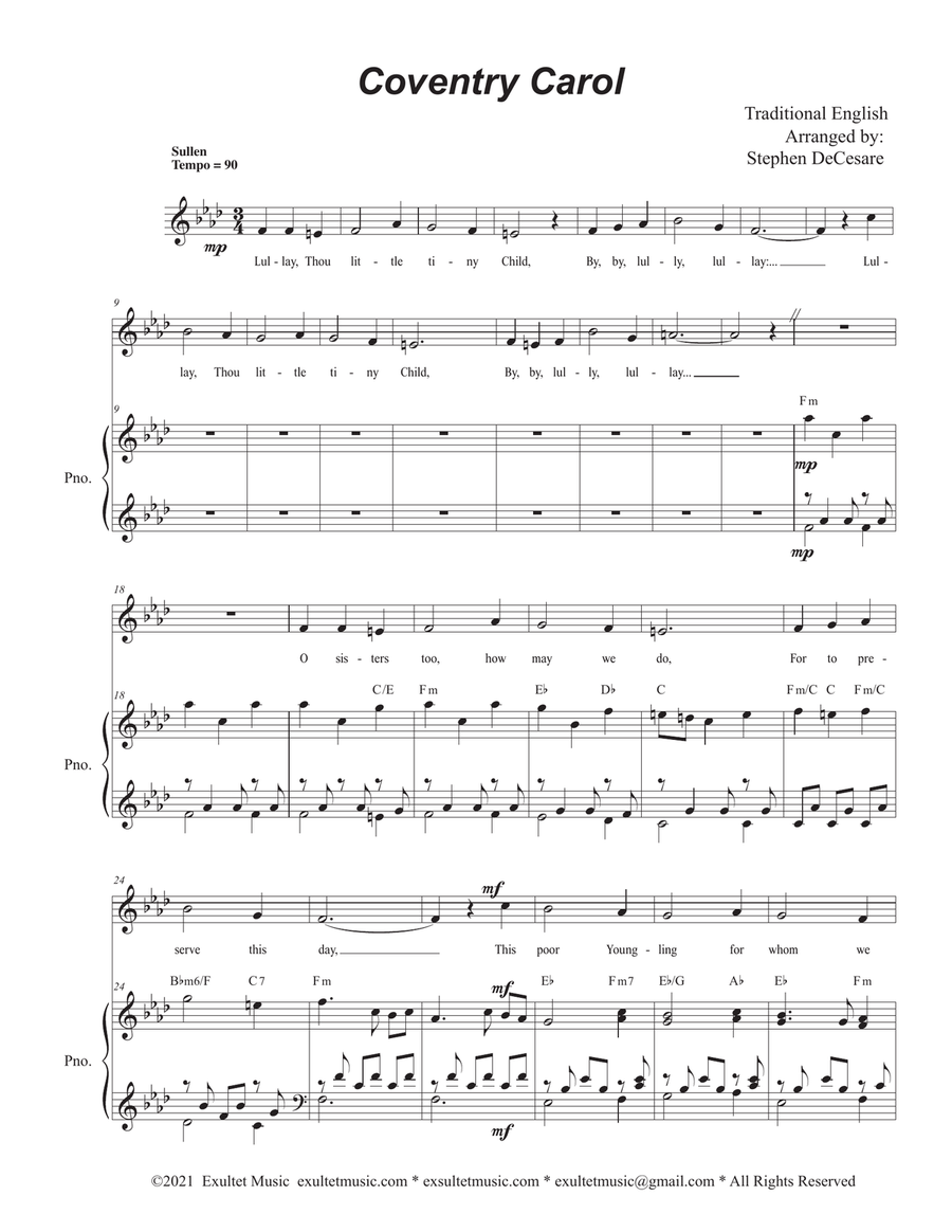 Coventry Carol (Vocal solo) Coventry Carol (Vocal solo) Piano, Vocal scores gallery preview page 2