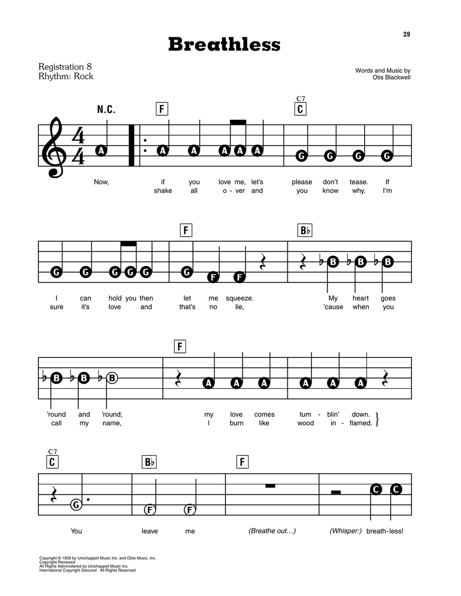 Breathless Breathless Electronic Keyboard scores gallery preview page 1
