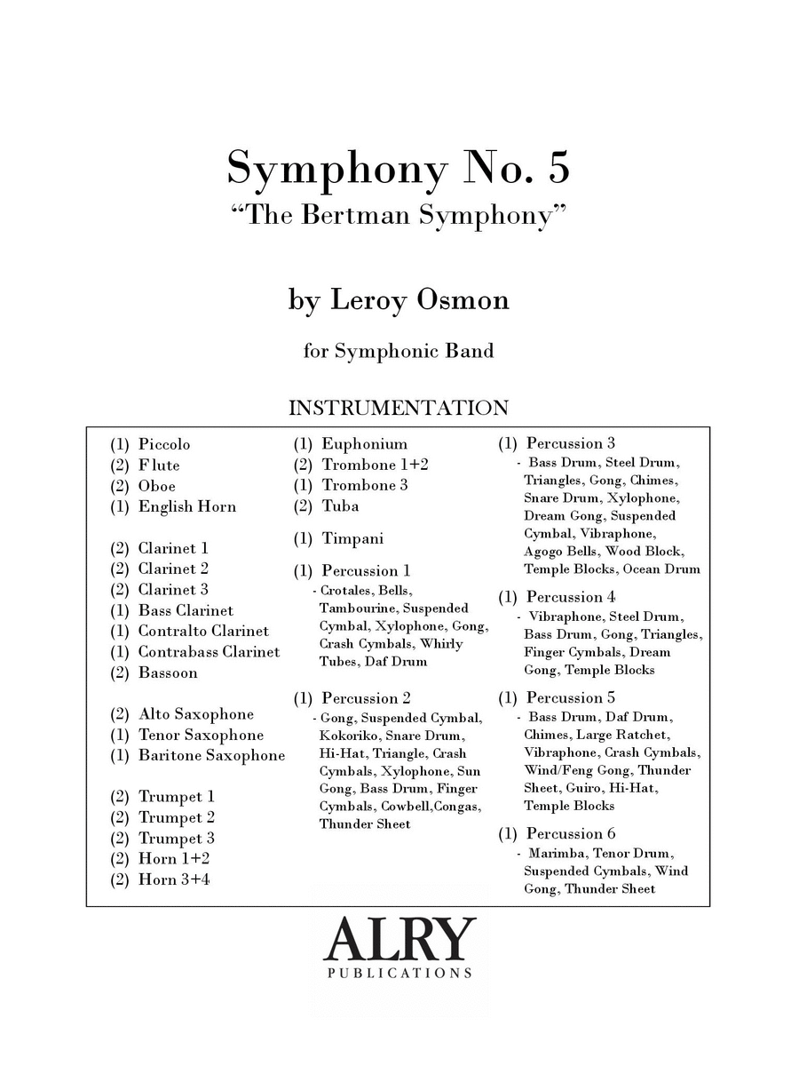 Symphony No. 5 for Wind Ensemble (Full Score)