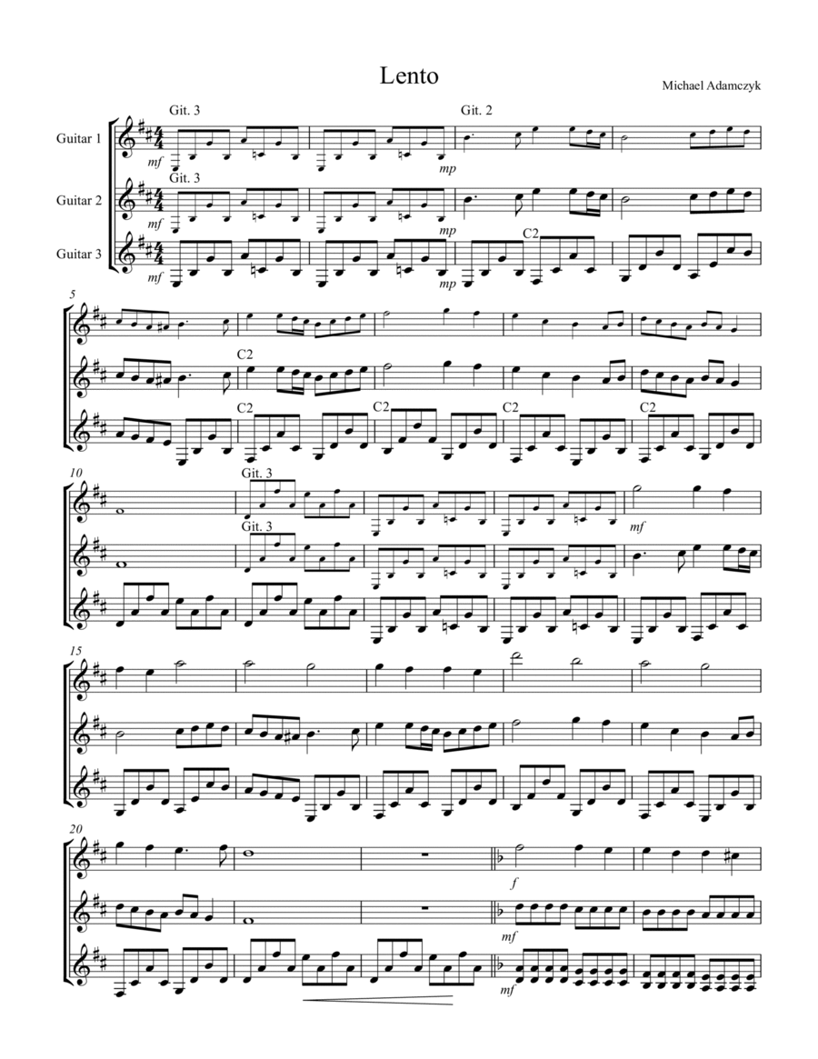 Lento Guitar Ensemble scores gallery preview page 1