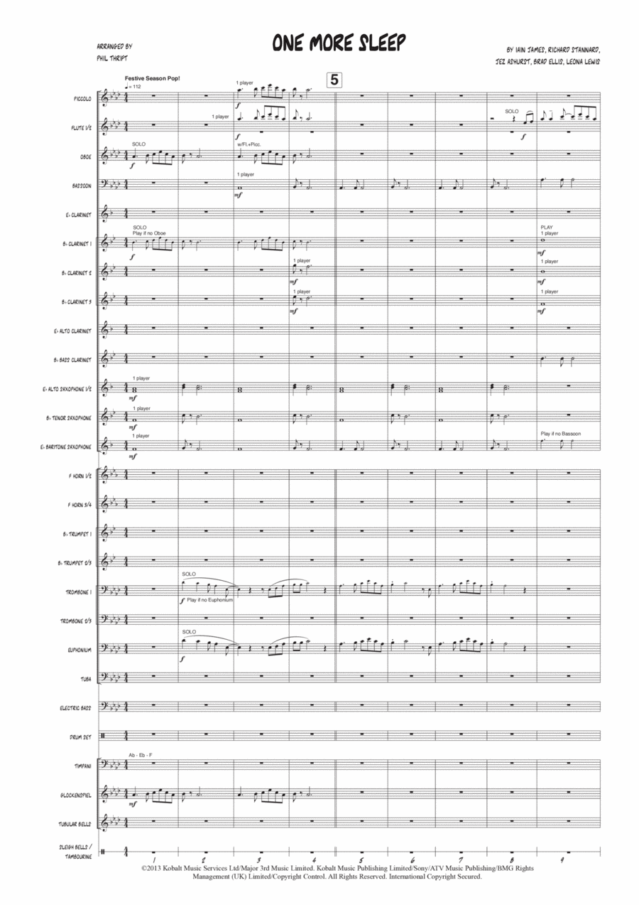 One More Sleep Concert Band scores gallery preview page 1
