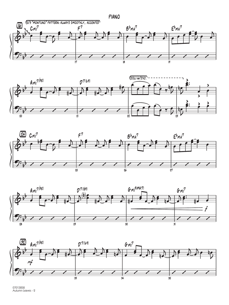Autumn Leaves (Hojas Caídas) (arr. Michele Fernández) - Piano Jazz Ensemble scores gallery preview page 2