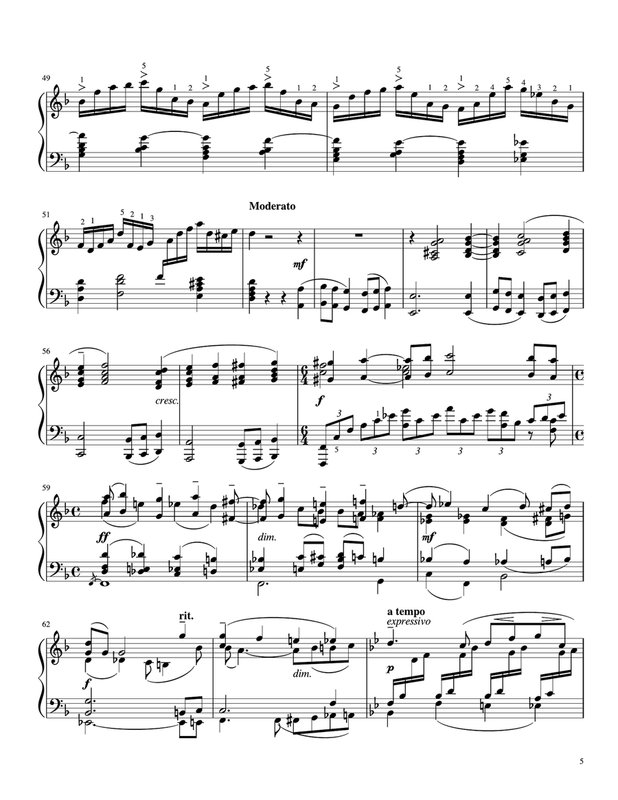 Themes From Rach3 - Rachmaninoff Piano Concerto No 3 - 1st movement - Piano Solo Arrangement Piano Solo scores gallery preview page 5