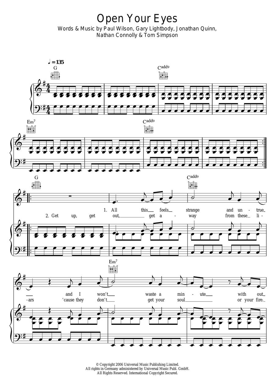 Open Your Eyes Piano, Vocal scores gallery preview page 1
