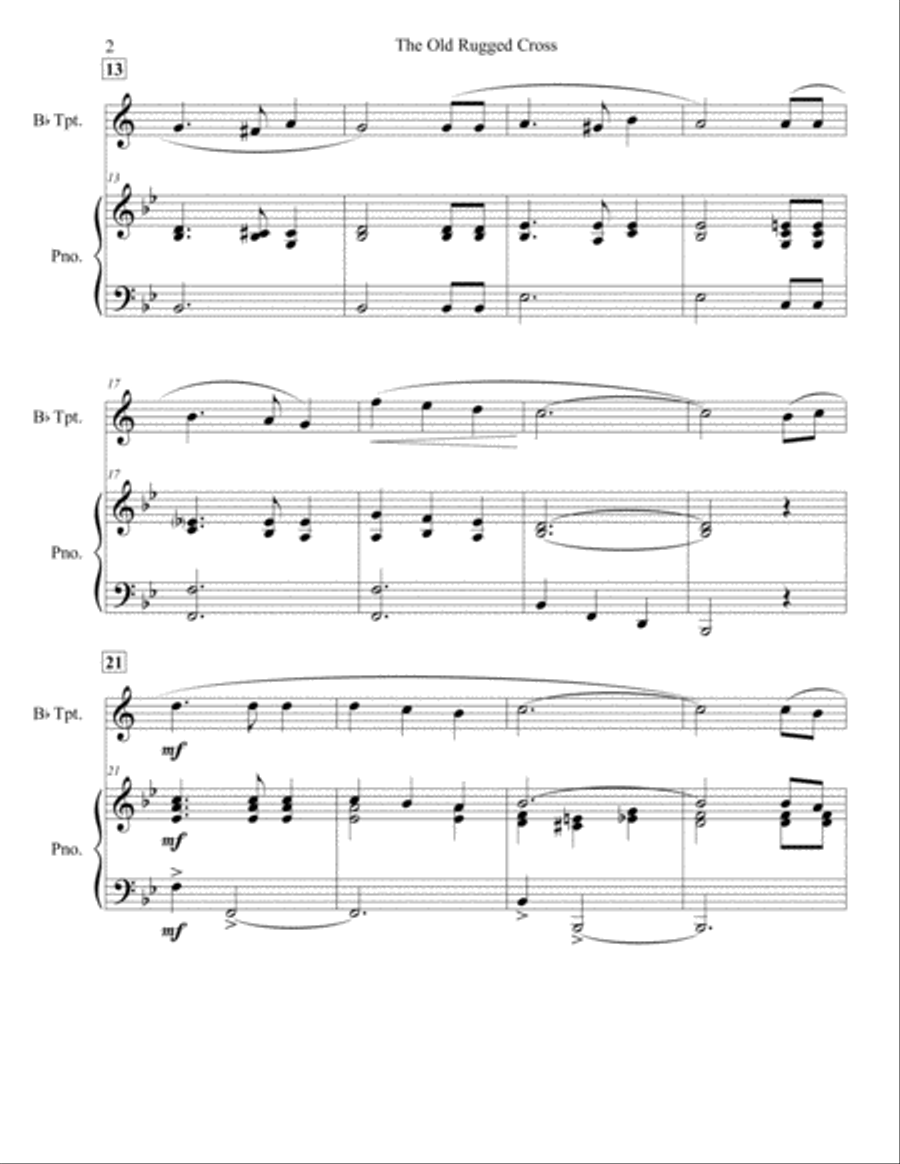 The Old Rugged Cross Trumpet Solo scores gallery preview page 2