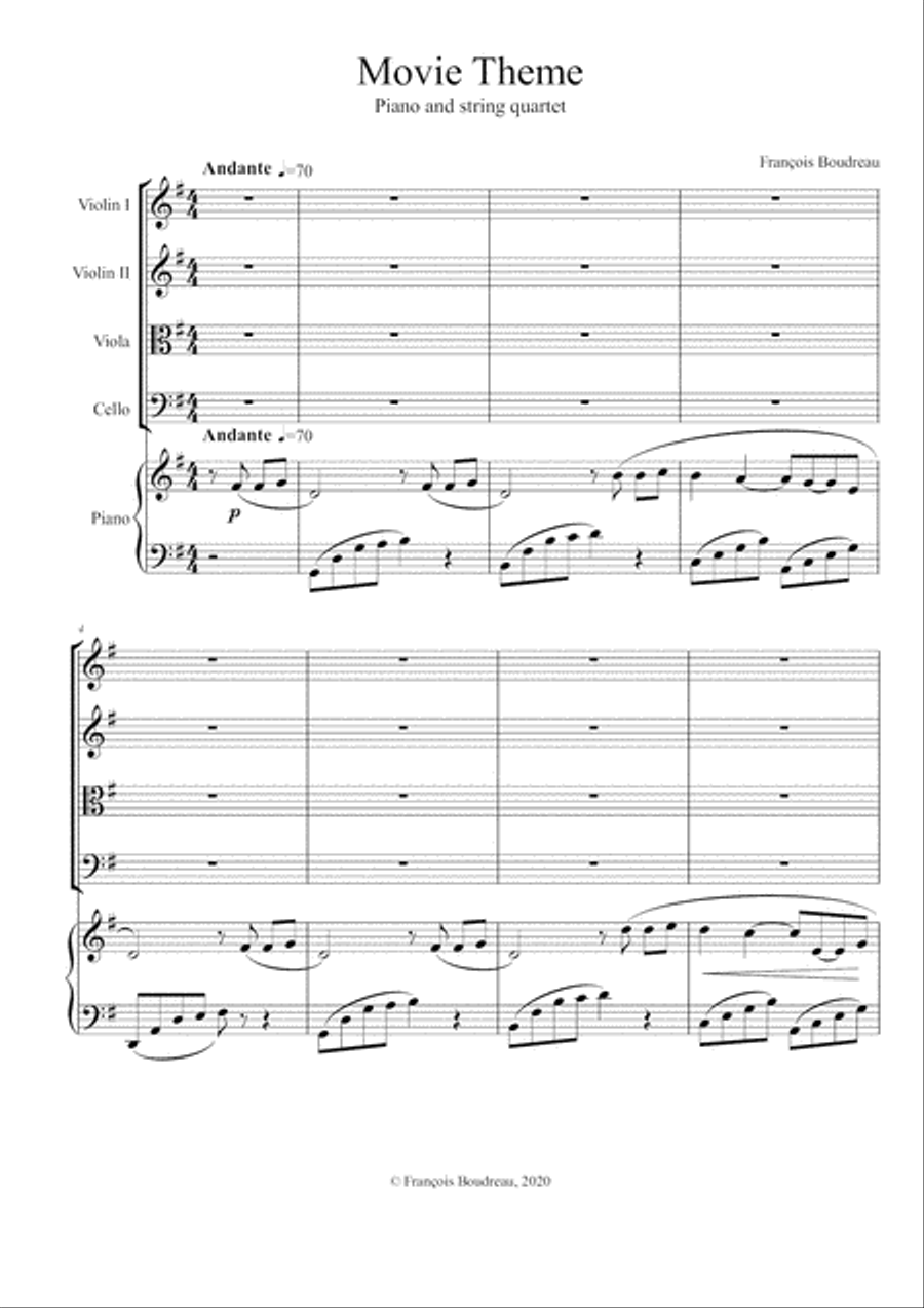Movie Theme Piano Quartet scores gallery preview page 1