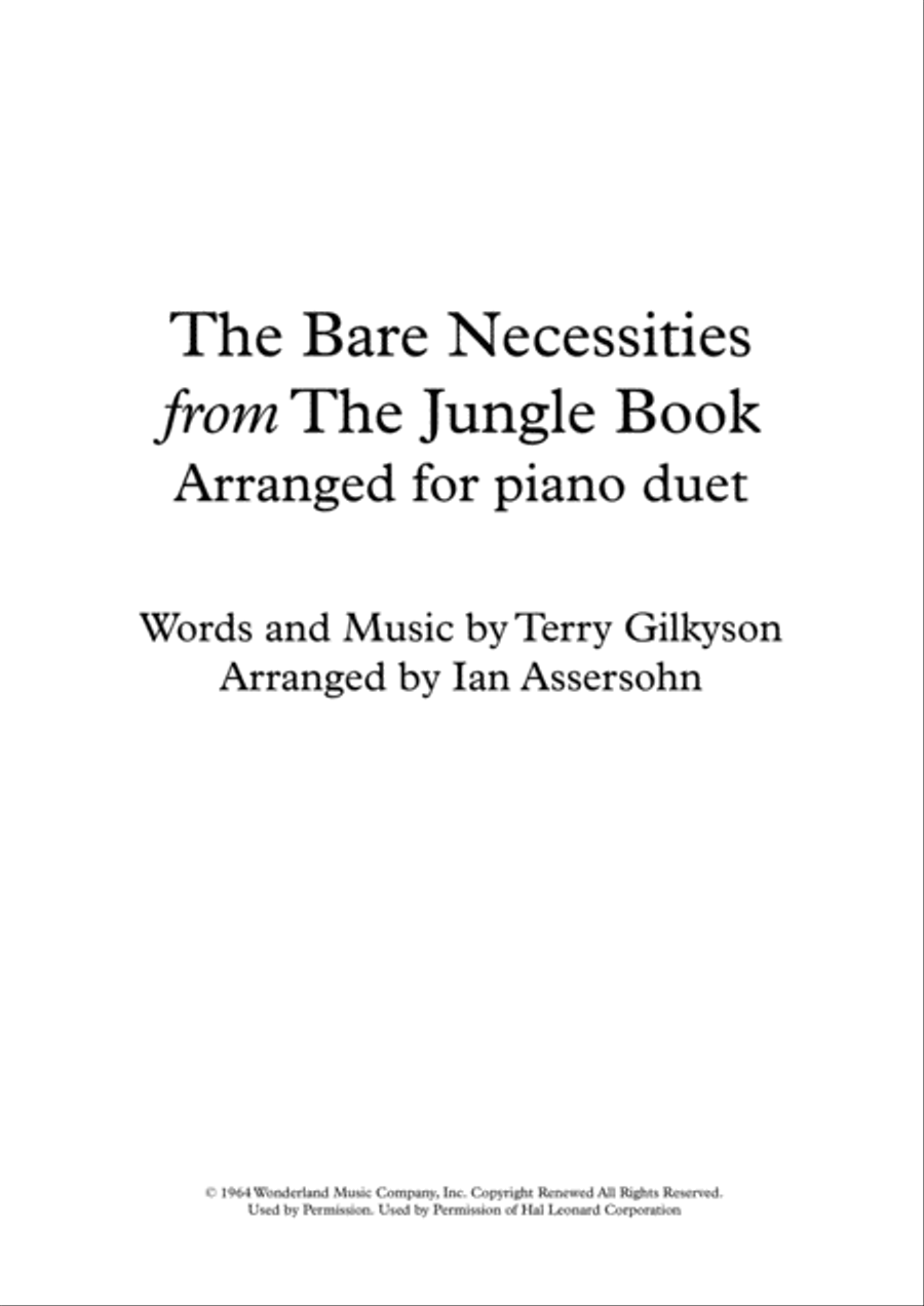The Bare Necessities from THE JUNGLE BOOK Piano scores gallery preview page 1