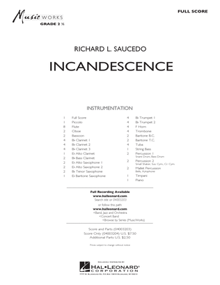 Book cover for Incandescence - Full Score