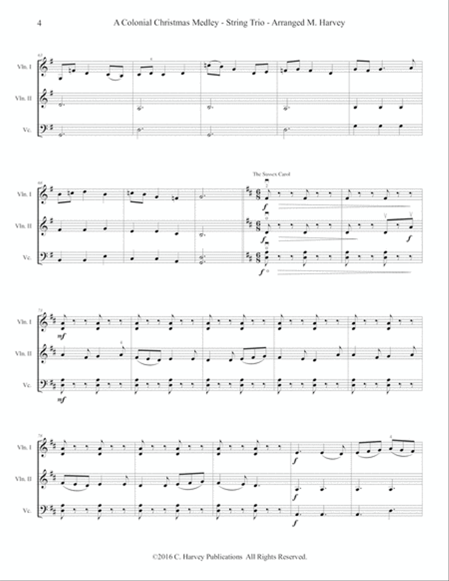 A Colonial Christmas Medley for String Trio String Trio scores gallery preview page 6