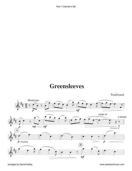 Greensleeves for Piano Trio (Violin, Cello & Piano)