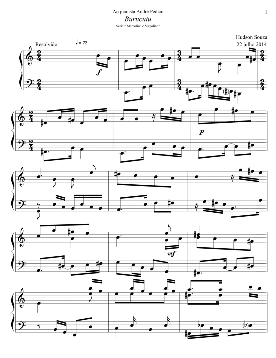 Burucutú Piano Solo scores gallery preview page 1