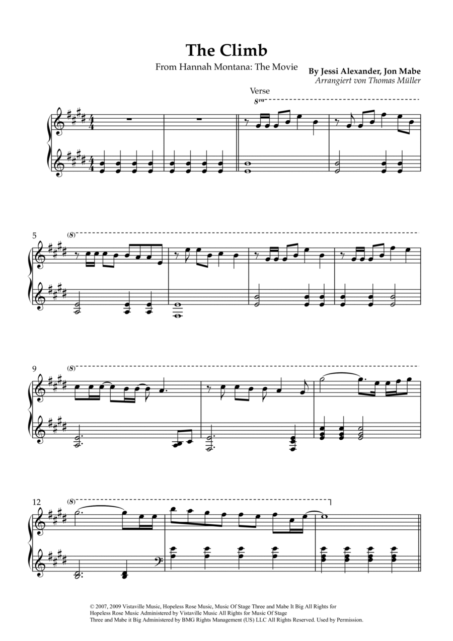 The Climb The Climb Piano Solo scores gallery preview page 1
