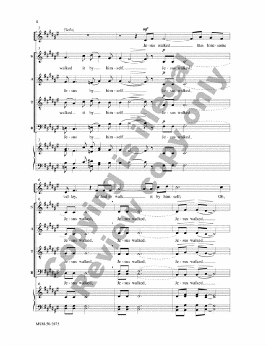 Jesus Walked This Lonesome Valley 4-Part scores gallery preview page 3